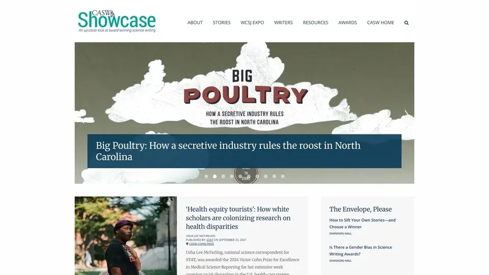 Screenshot of the CASW Showcase website